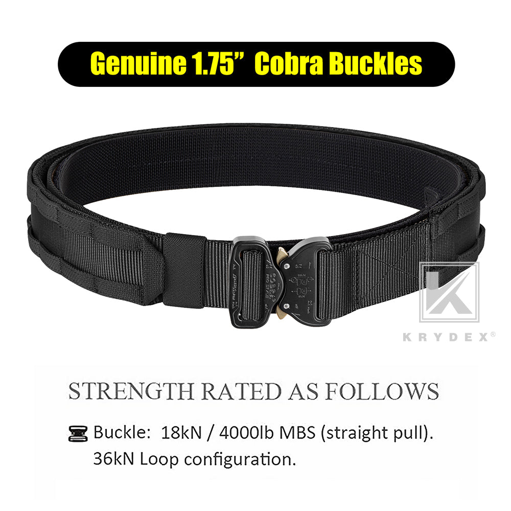 KRYDEX Tactical Molle Rigger Cobra Buckle Gun Heavy Duty 2"&1.75" Range Belt