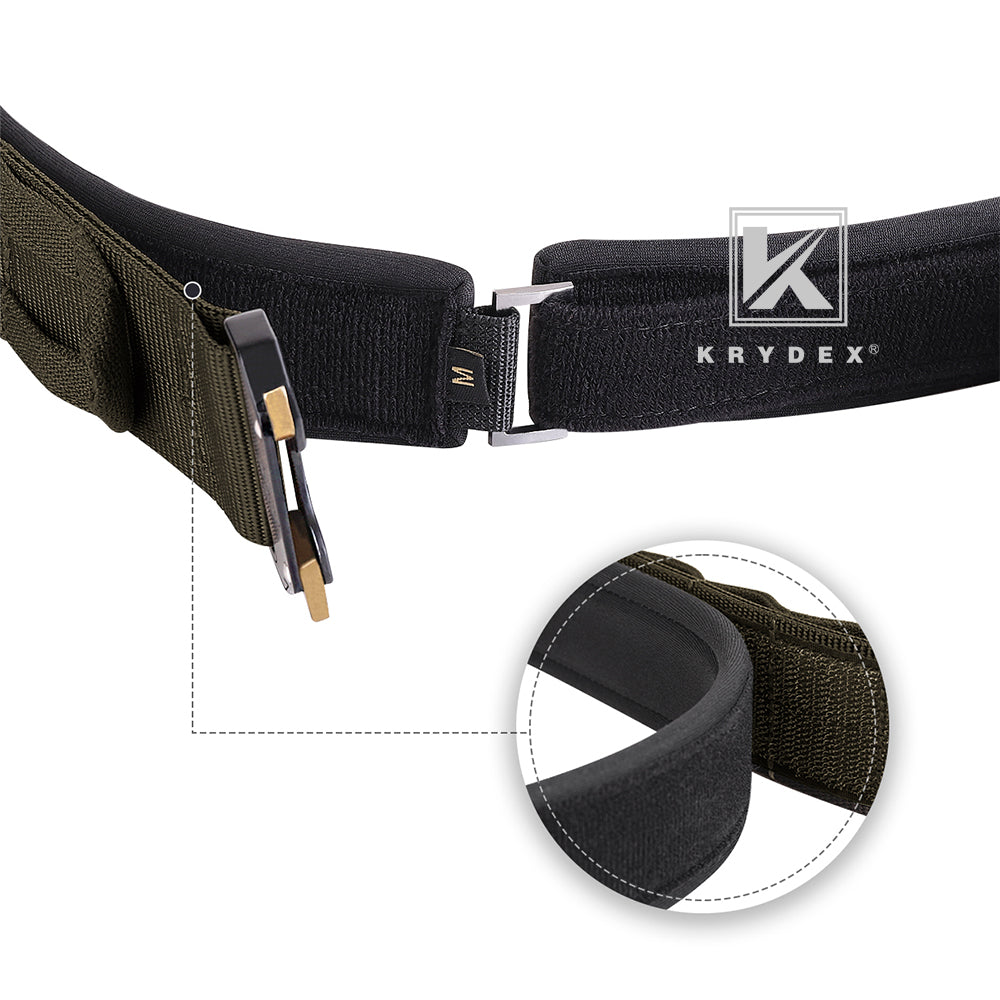 Krydex 1.5” Padded Inner Belt Black Loop Lined Belt Comfortable Inner Duty Battle Shooting Belt