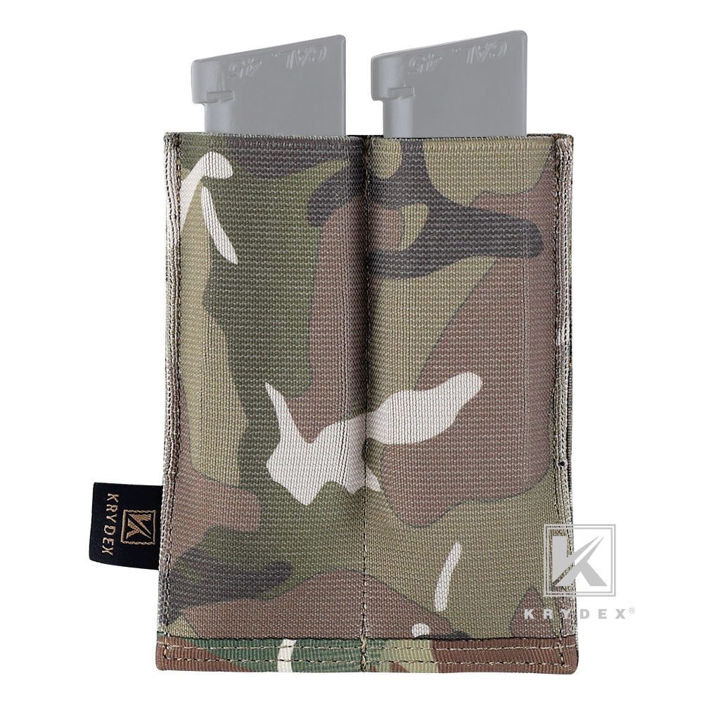 KRYDEX Fast Draw Tactical Molle Elastic Double 9mm Pistol Magazine Pouch Glock Sig Sauer Mag Carrier Multitool Holster