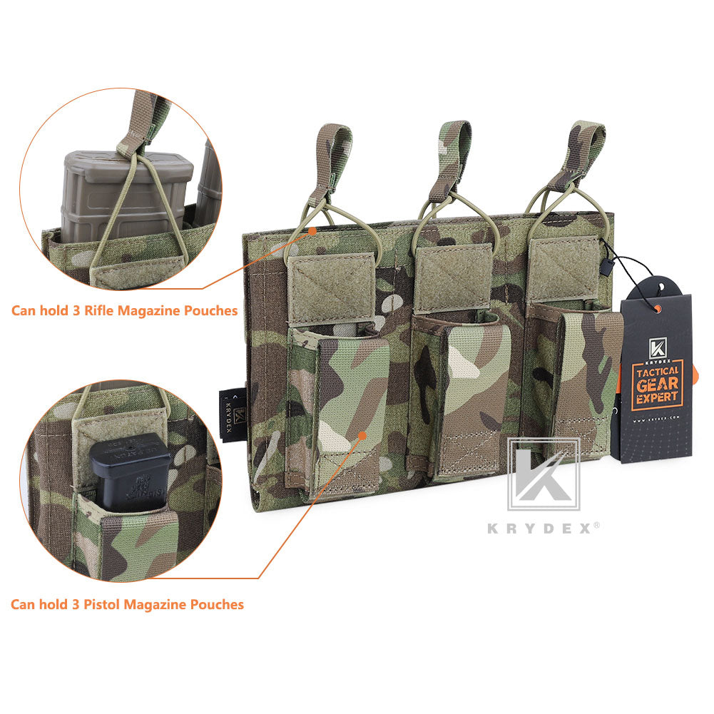KRYDEX Triple Open Top 5.56 M4 M16 AR15 & Pistol Magazine Pouch