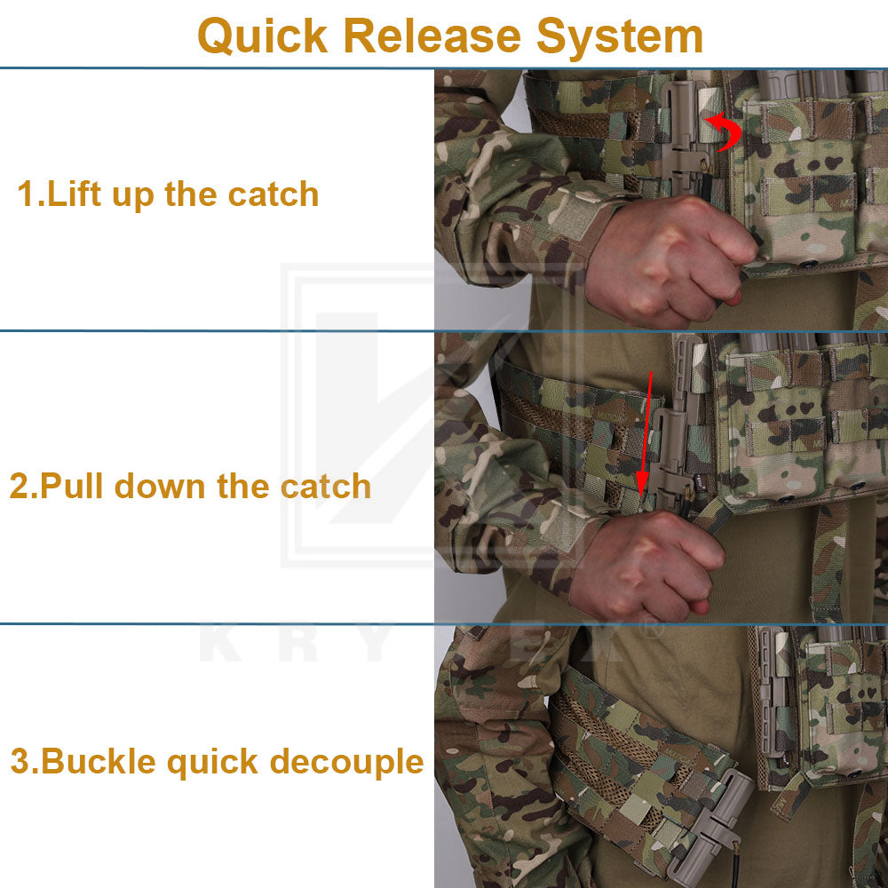 KRYDEX Quick Release Cummerbund Adapter QD Buckle Set 3 Band Molle Cummerbund Plate Carrier Vest 1 Pair