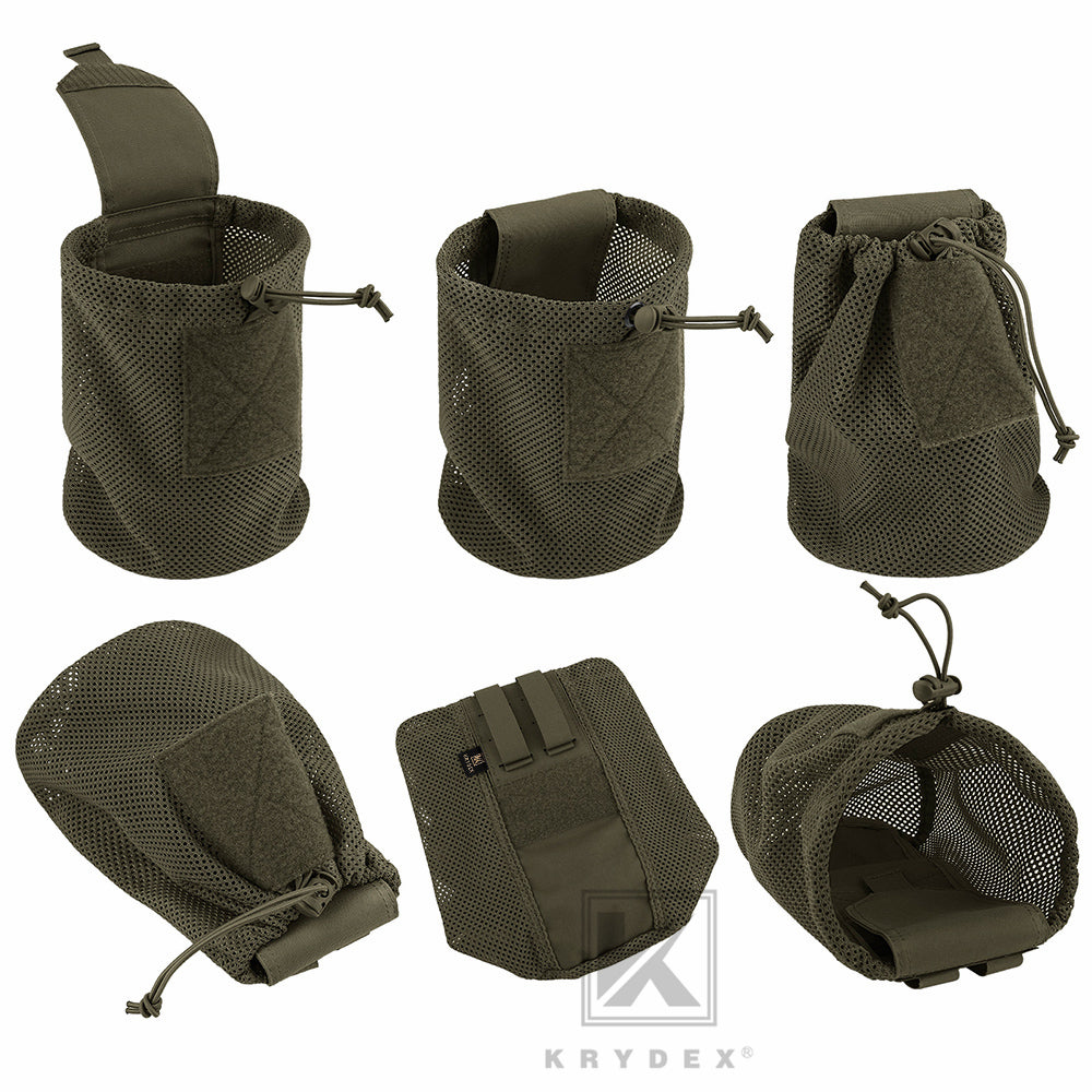 Krydex Tactical Mesh Dump Pouch MOLLE / Belt Drop Pouches Foldable Magazine Pouches Mag Tool Utility Mesh Pack Waistbag