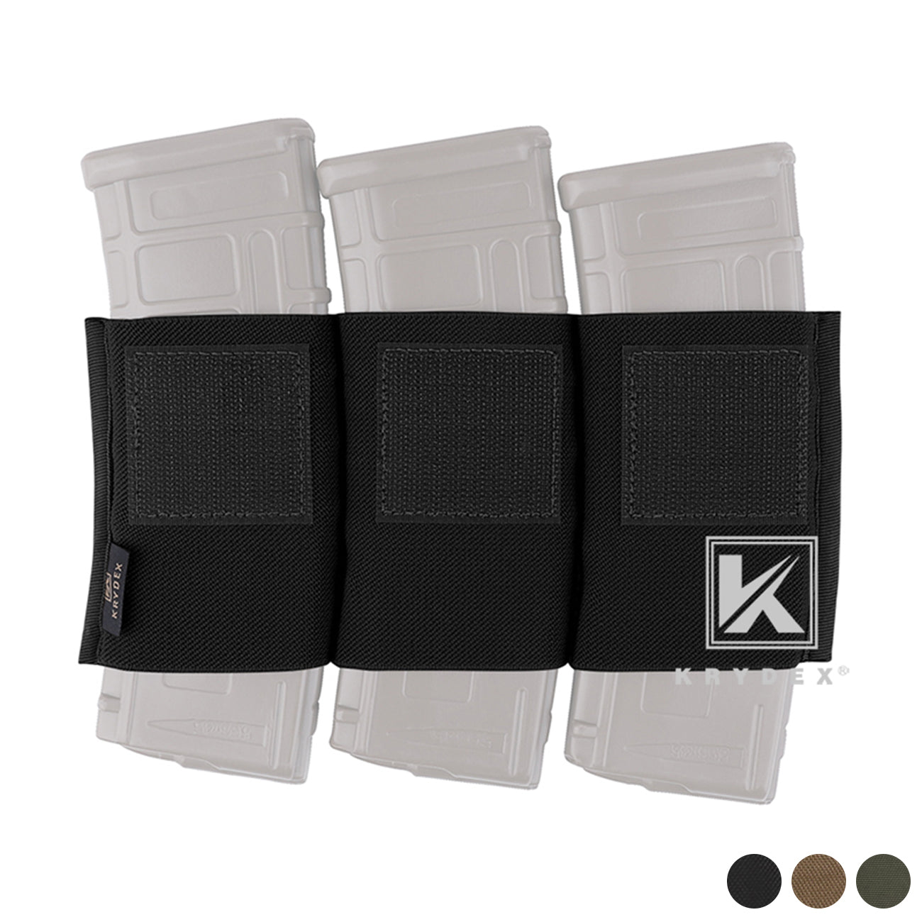 KRYDEX Elastic Triple M4 5.56 .223 NATO Rifle Magazine Insert Hook Mag Pouch Holster for Micro Fight Chassis MK3 MK4 Chest Rig