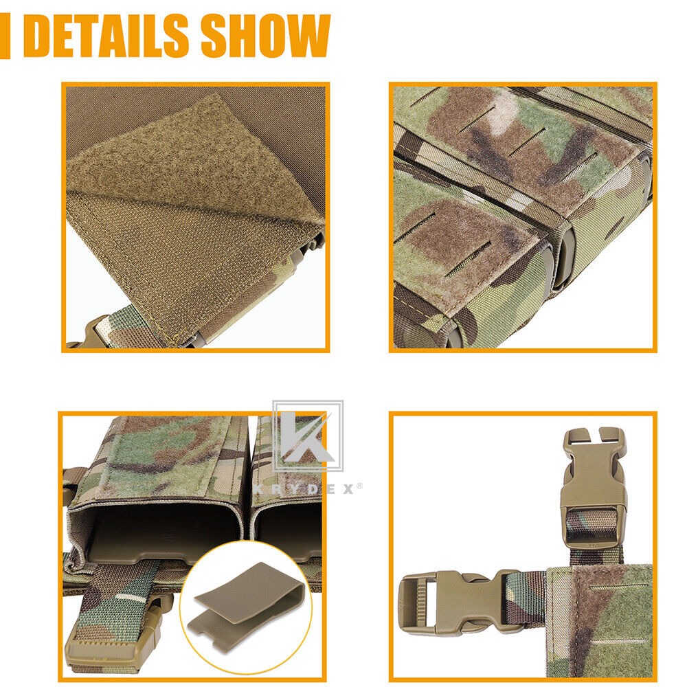 Krydex Tactical Triple Placard .223 5.56 Mag Pouch Retention Insert Holder Chest Rig Plate Carrier