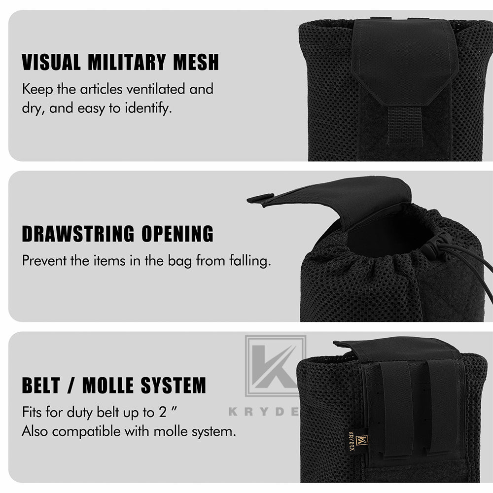 Krydex Tactical Mesh Dump Pouch MOLLE / Belt Drop Pouches Foldable Magazine Pouches Mag Tool Utility Mesh Pack Waistbag