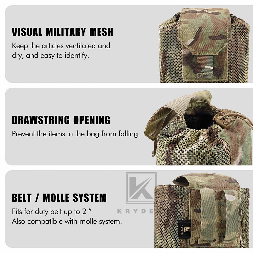 Krydex Tactical Mesh Dump Pouch MOLLE / Belt Drop Pouches Foldable Magazine Pouches Mag Tool Utility Mesh Pack Waistbag