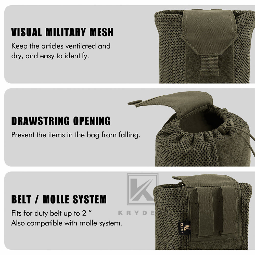 Krydex Tactical Mesh Dump Pouch MOLLE / Belt Drop Pouches Foldable Magazine Pouches Mag Tool Utility Mesh Pack Waistbag