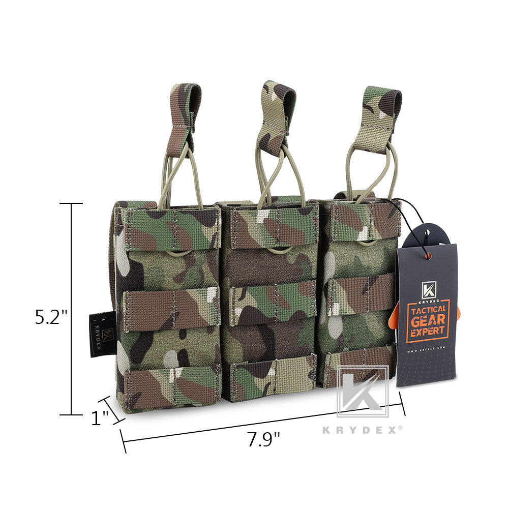 KRYDEX Triple 5.56 .223 M4 M16 AR15 Open Top Mag Pouch