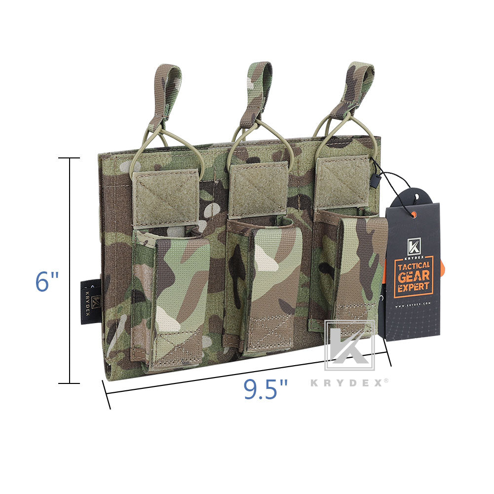 KRYDEX Triple Open Top 5.56 M4 M16 AR15 & Pistol Magazine Pouch