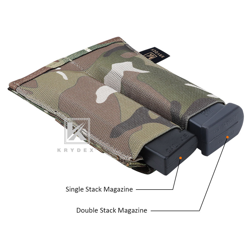 KRYDEX Fast Draw Tactical Molle Elastic Double 9mm Pistol Magazine Pouch Glock Sig Sauer Mag Carrier Multitool Holster