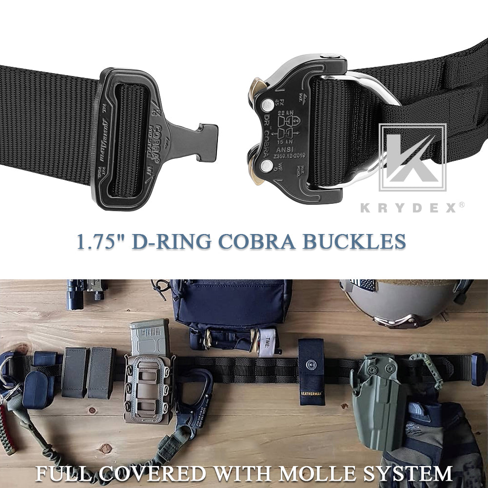 KRYDEX Tactical Cobra Buckle MOLLE Heavy Duty Gun Belt 1.75" Inner Belt 2" Outer Belt