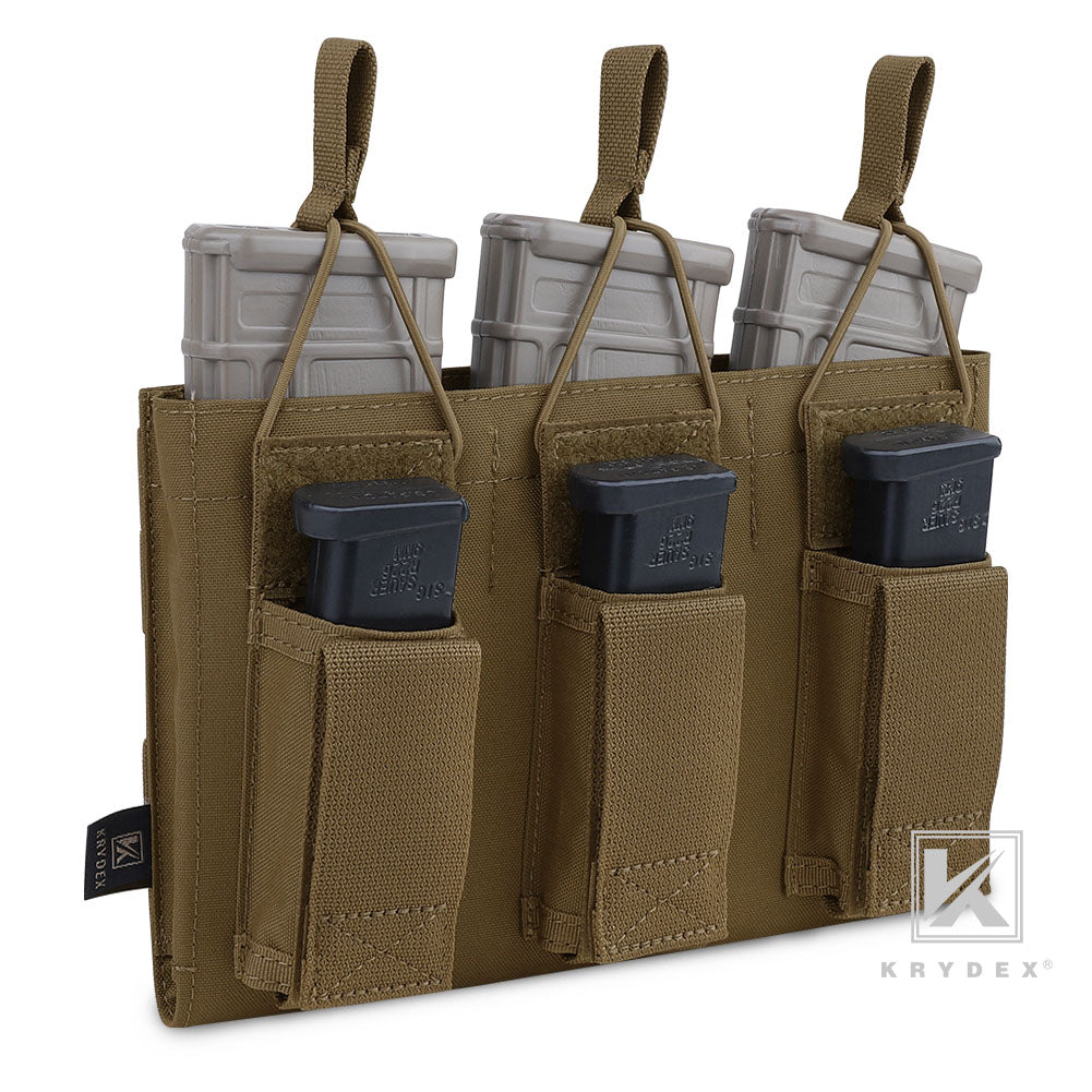 KRYDEX Triple Open Top 5.56 M4 M16 AR15 & Pistol Magazine Pouch