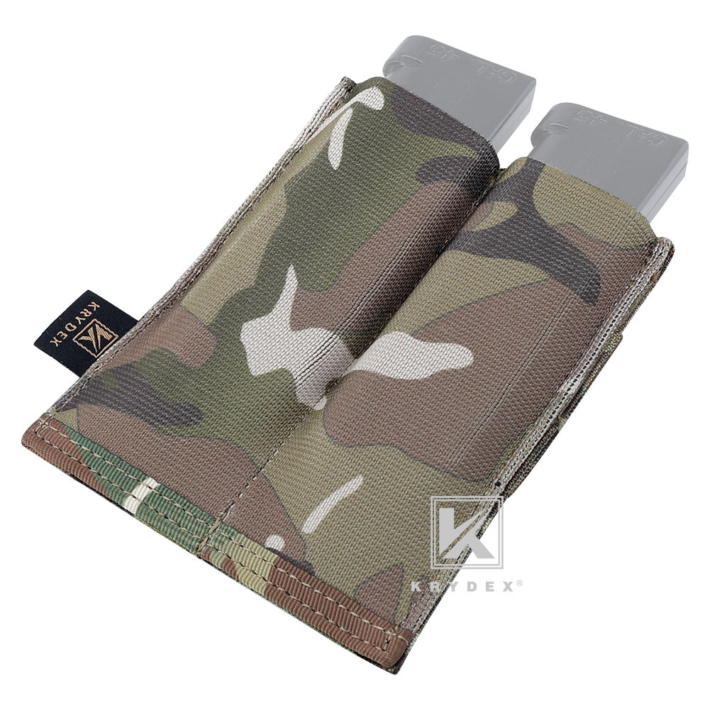 KRYDEX Fast Draw Tactical Molle Elastic Double 9mm Pistol Magazine Pouch Glock Sig Sauer Mag Carrier Multitool Holster