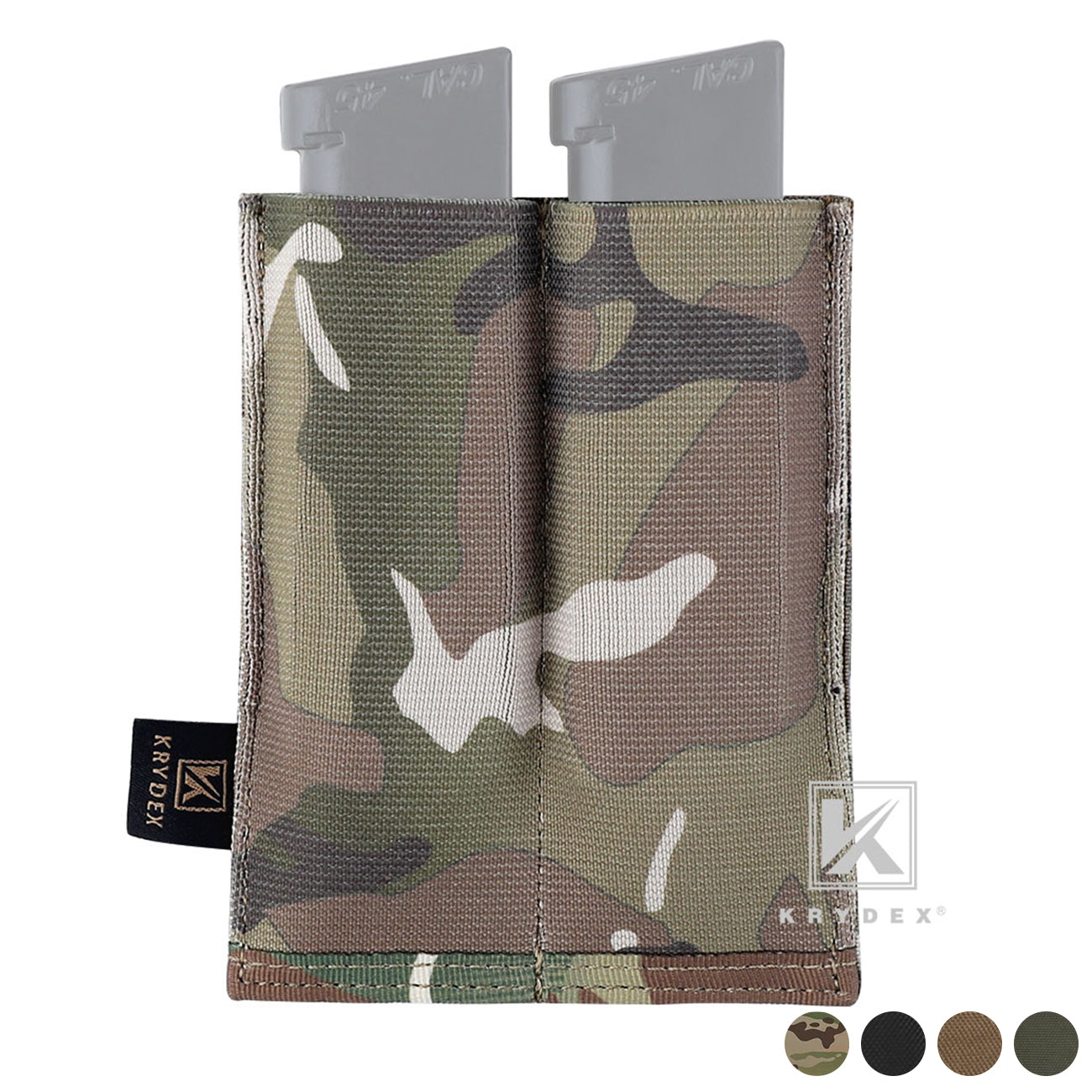 KRYDEX Fast Draw Tactical Molle Elastic Double 9mm Pistol Magazine Pouch Glock Sig Sauer Mag Carrier Multitool Holster