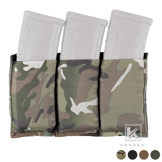 KRYDEX Fast Draw Tactical Molle Elastic Triple 5.56 .223 M4 M16 AR Rifle Magazine Pouch Mag Carrier Holster Multiuse Pouch