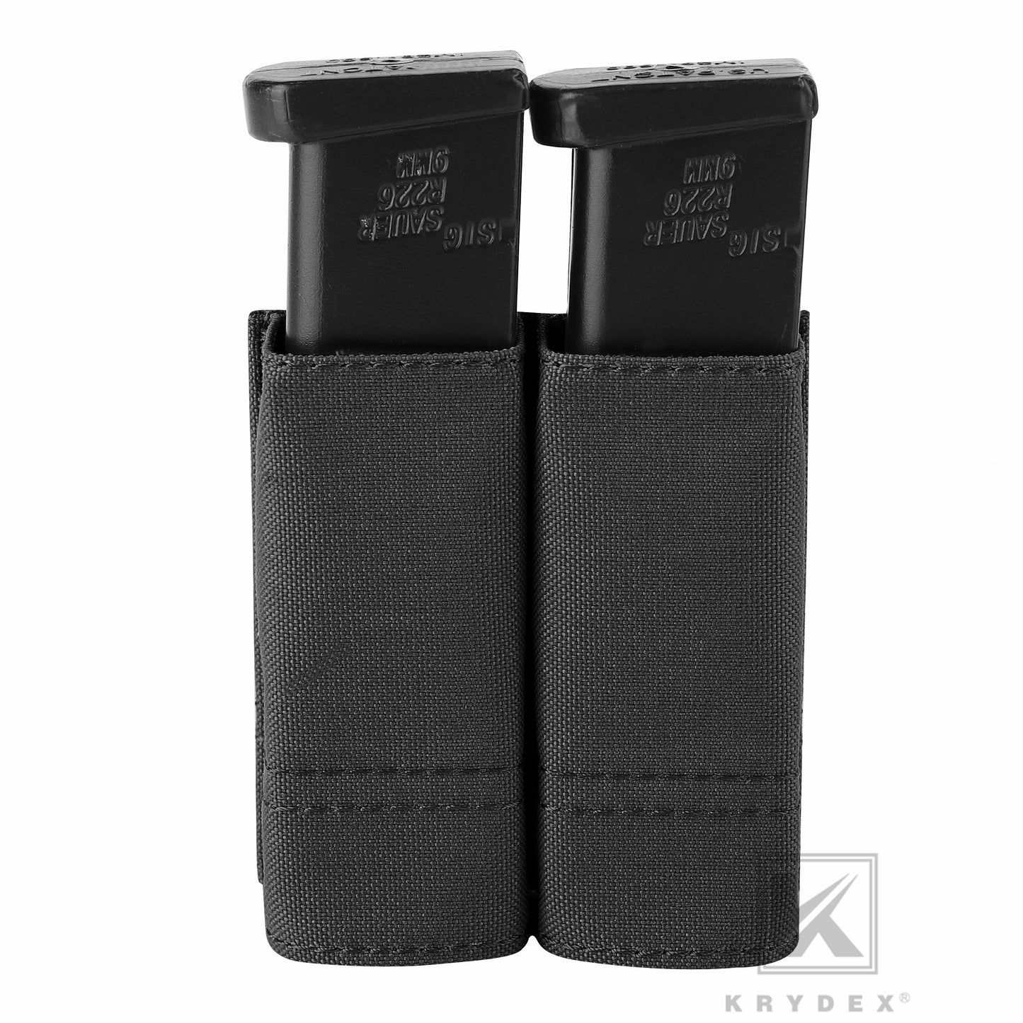 Krydex Tactical 9MM Pistol Magazine Pouch Double Stack .40 45 ACP Pistol Mag Holder Duty Belt & Molle Compatible