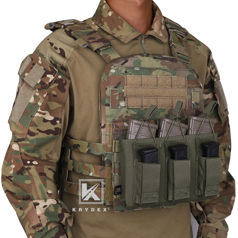 KRYDEX Triple Open Top 5.56 M4 M16 AR15 & Pistol Magazine Pouch