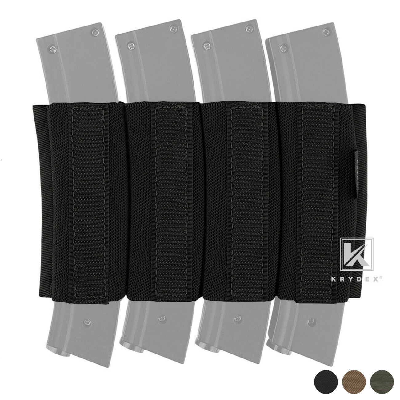 KRYDEX Elastic QUAD SMG Submachine Gun MP5/GLOCK Magazine Insert for Micro Fight Chassis MK3 MK4 Chest Rig