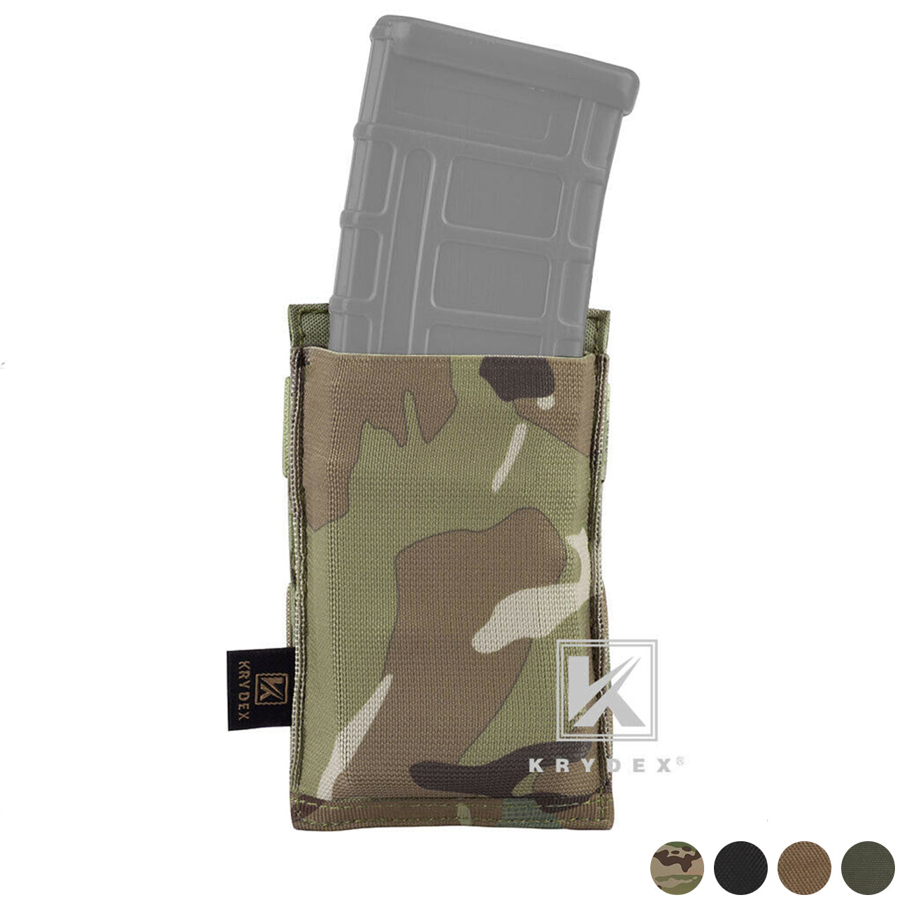 KRYDEX Fast Draw Tactical Molle Elastic Single 5.56 .223 M4 M16 AR Rifle Magazine Pouch Mag Carrier Holster Multiuse Pouch