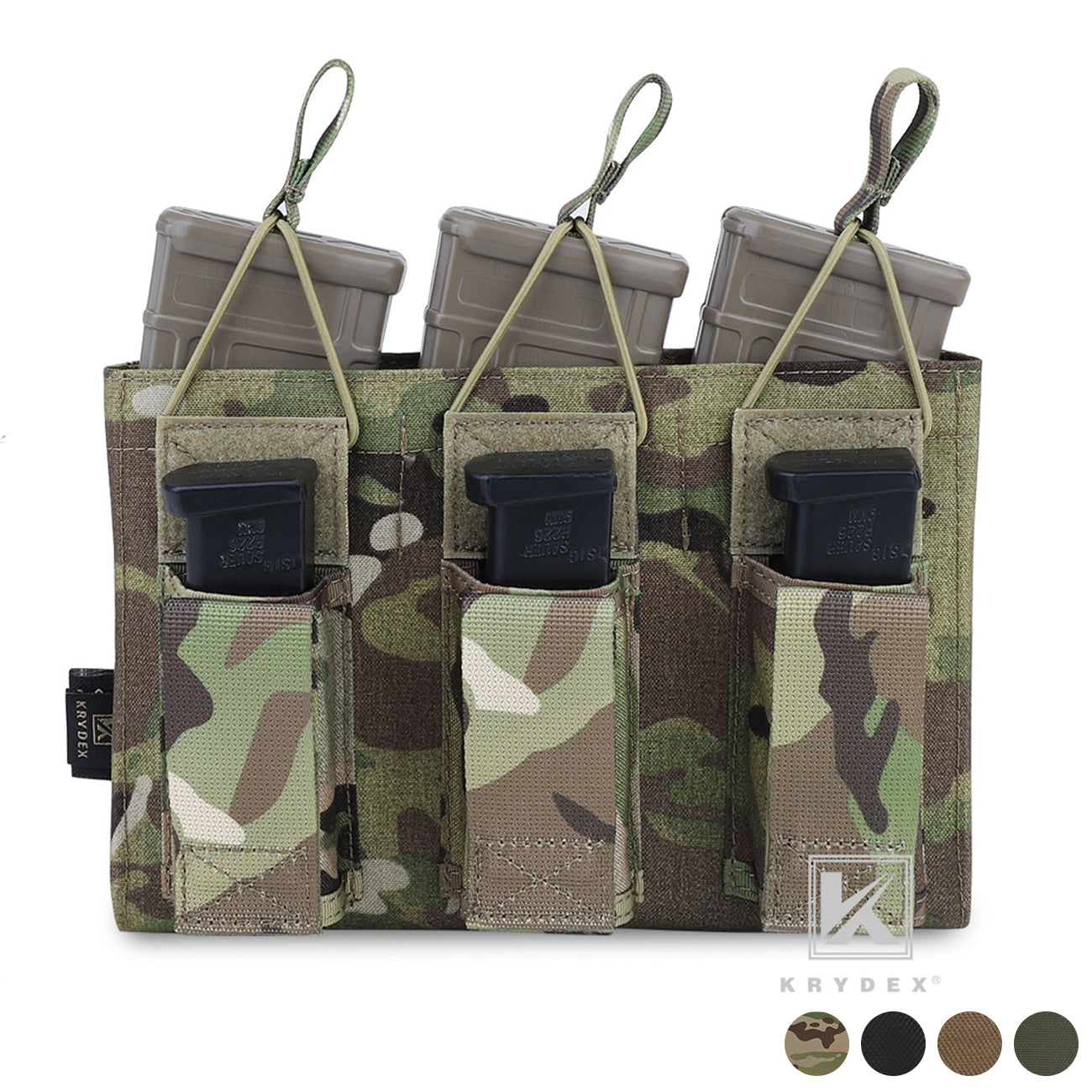 KRYDEX Triple Open Top 5.56 M4 M16 AR15 & Pistol Magazine Pouch