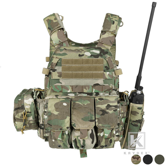 KRYDEX LBT-6094A Plate Carrier Molle Tactical Body Armor Combat Vest With Triple Magazine Pouch & Radio Pouch & General Purpose Utility Pouches
