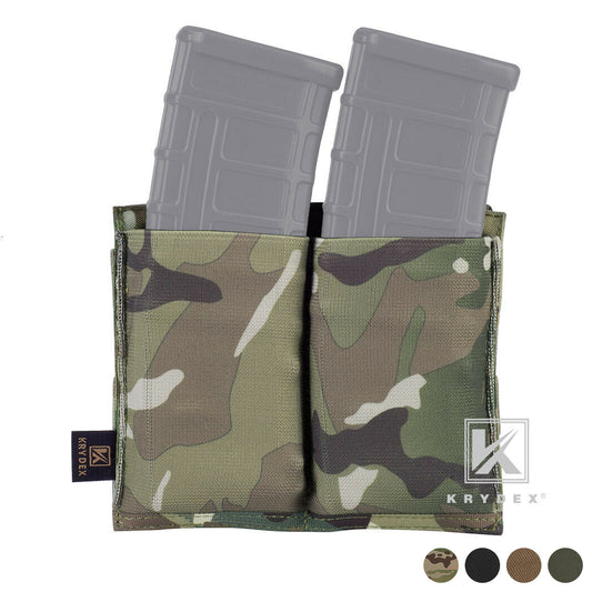 KRYDEX Fast Draw Tactical Molle Elastic Double 5.56 .223 M4 M16 AR Rifle Magazine Pouch Mag Carrier Holster Multiuse Pouch