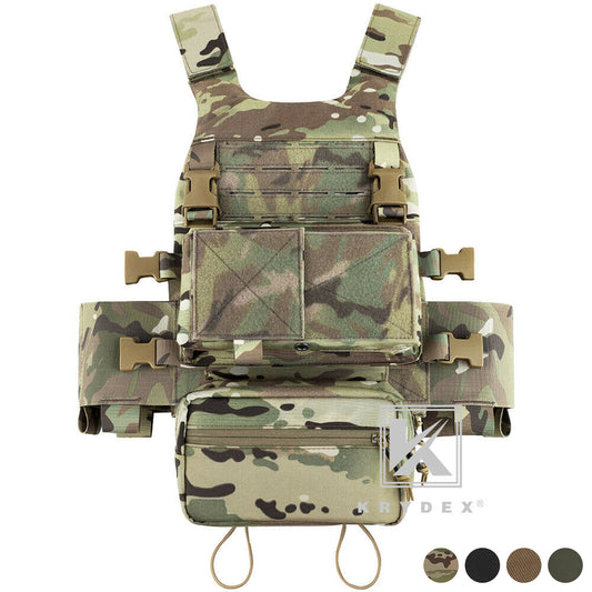 KRYDEX Low Vis Slick Plate Carrier Tactical Vest Body Armor w/MK Micro Fight Chest Rig Set