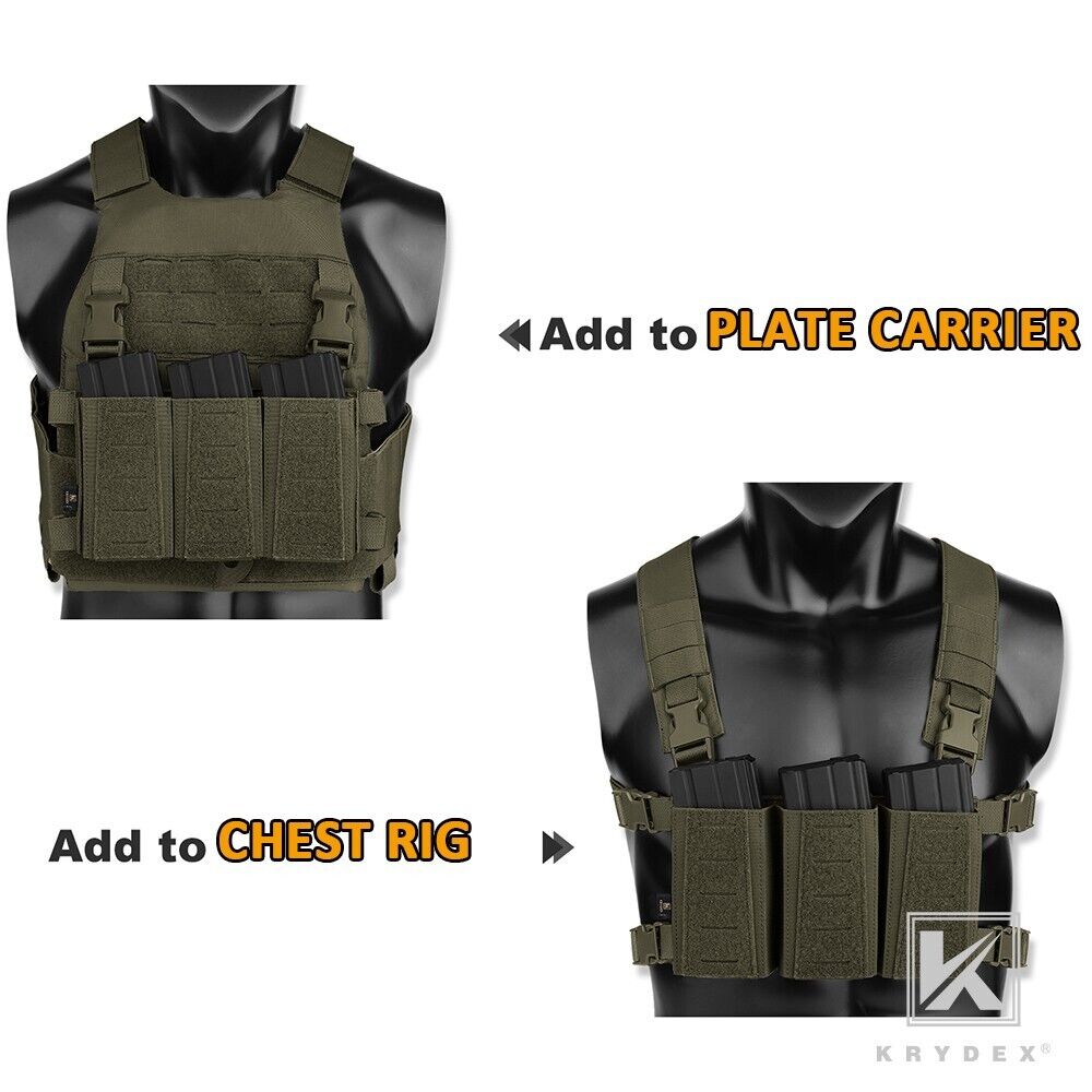 Krydex Tactical Triple Placard .223 5.56 Mag Pouch Retention Insert Holder Chest Rig Plate Carrier