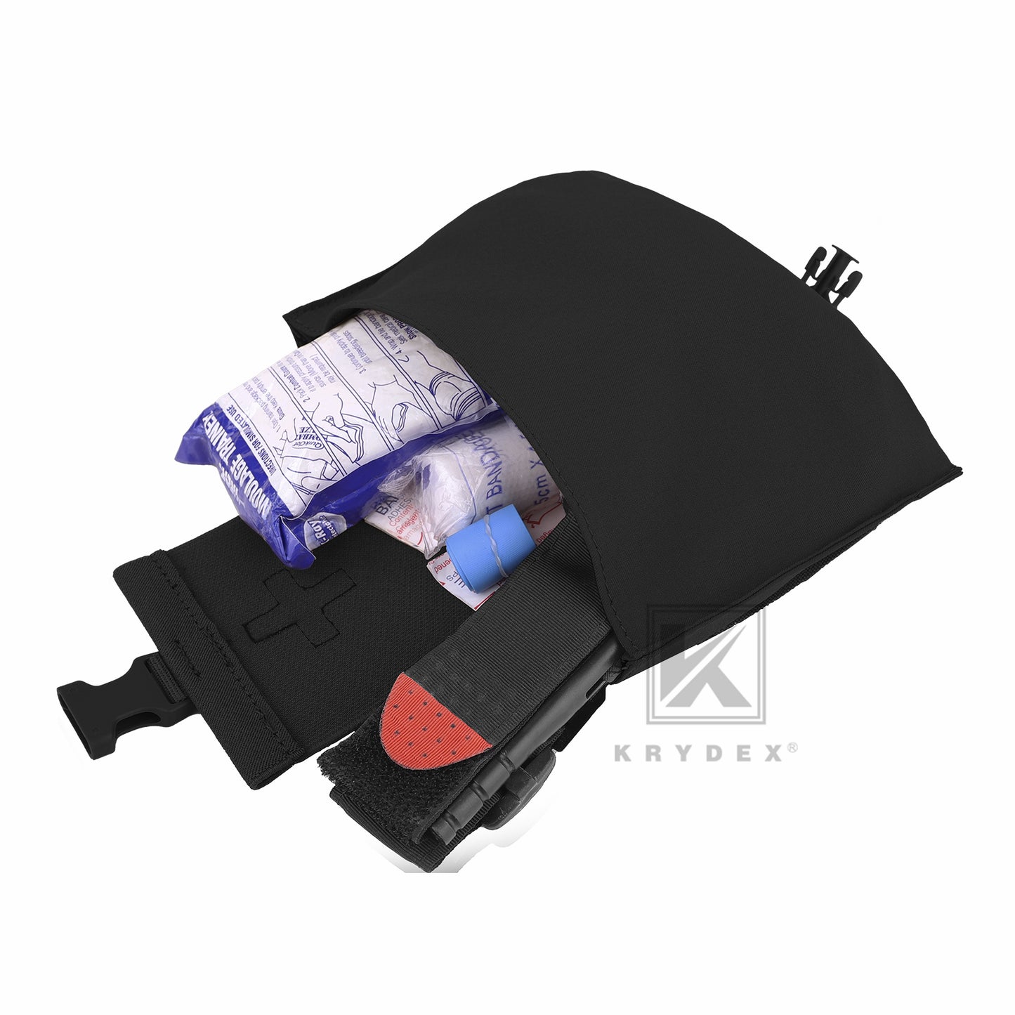 KRYDEX Tactical Stretch Small Blow Out Medical Pouch MOLLE & Belt Quick Release Medic Bag
