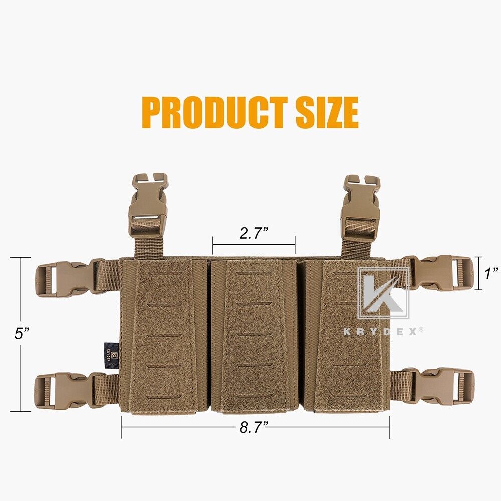 Krydex Tactical Triple Placard .223 5.56 Mag Pouch Retention Insert Holder Chest Rig Plate Carrier