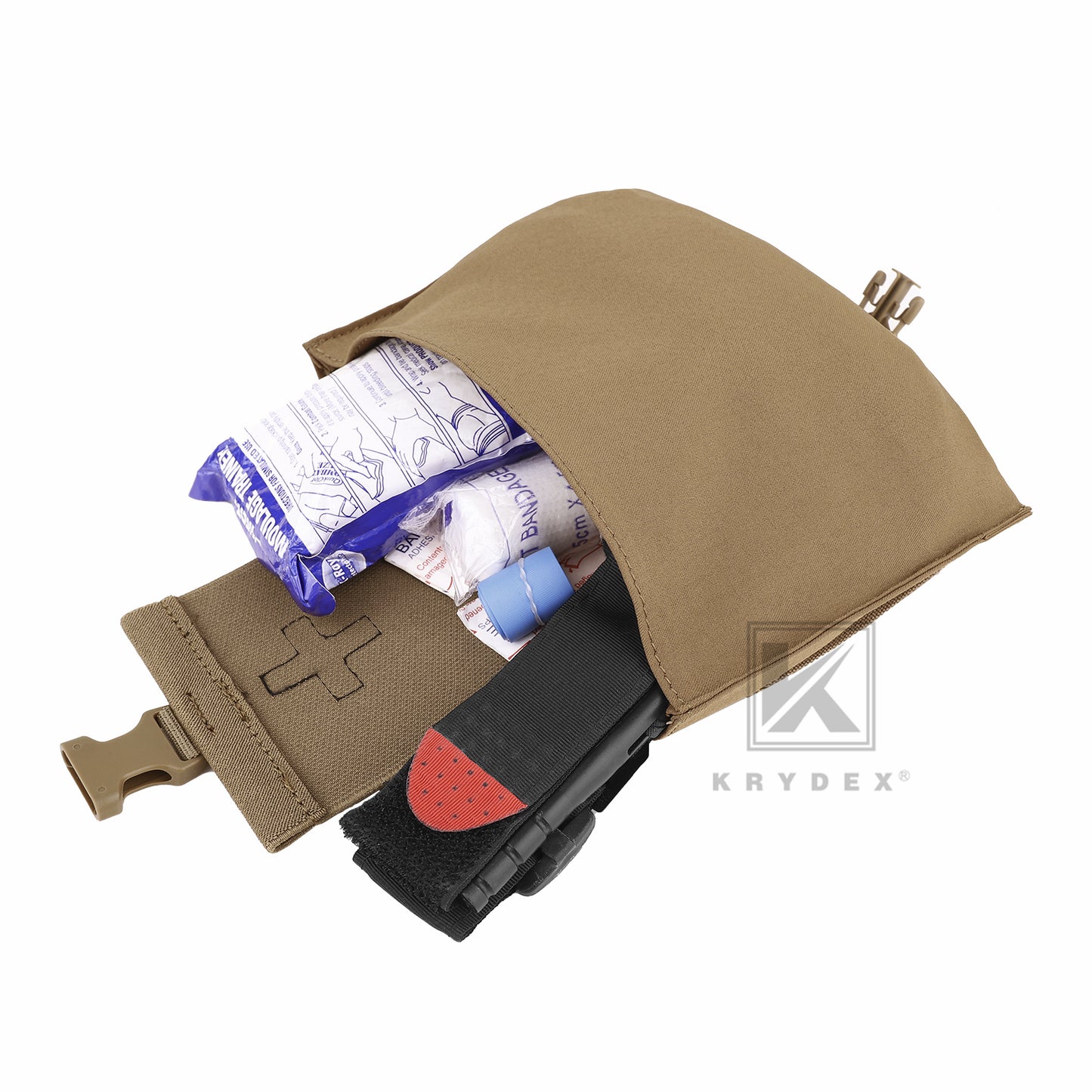 KRYDEX Tactical Stretch Small Blow Out Medical Pouch MOLLE & Belt Quick Release Medic Bag