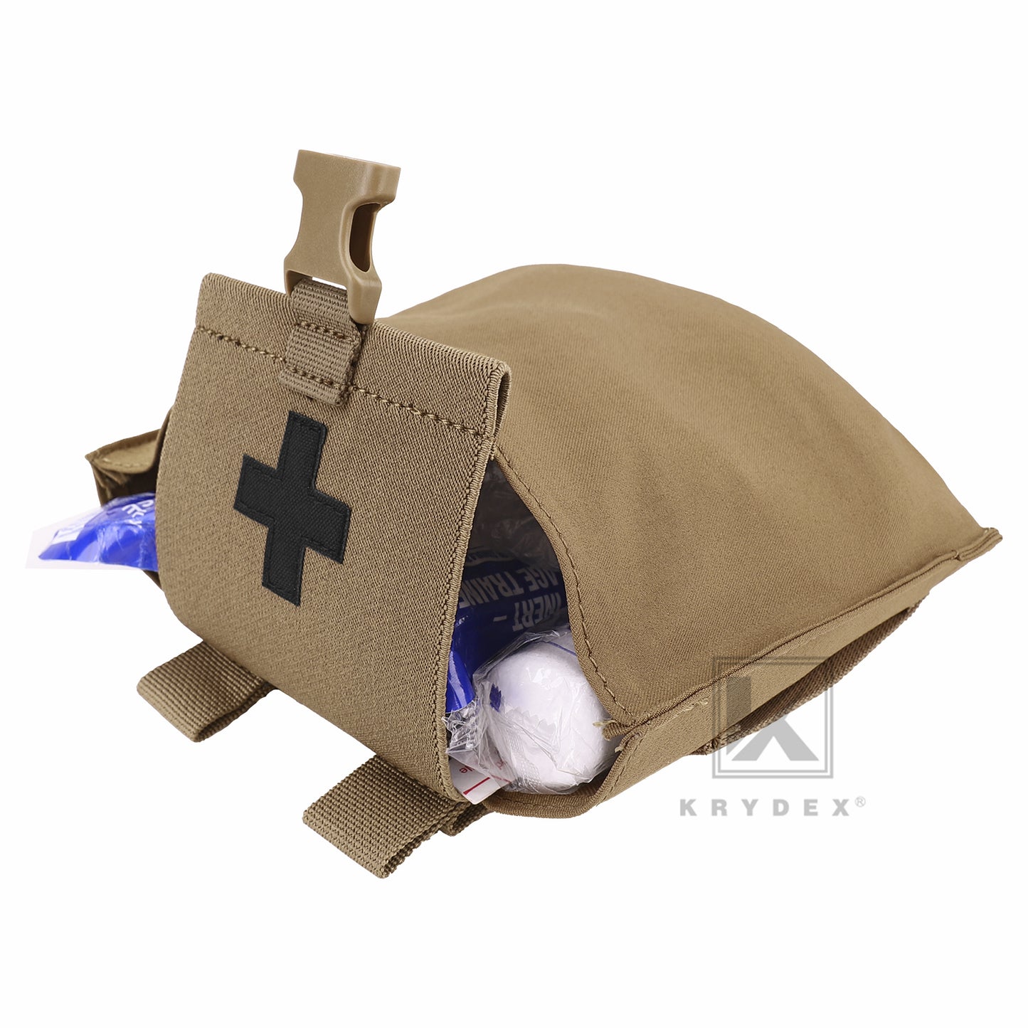KRYDEX Tactical Stretch Small Blow Out Medical Pouch MOLLE & Belt Quick Release Medic Bag
