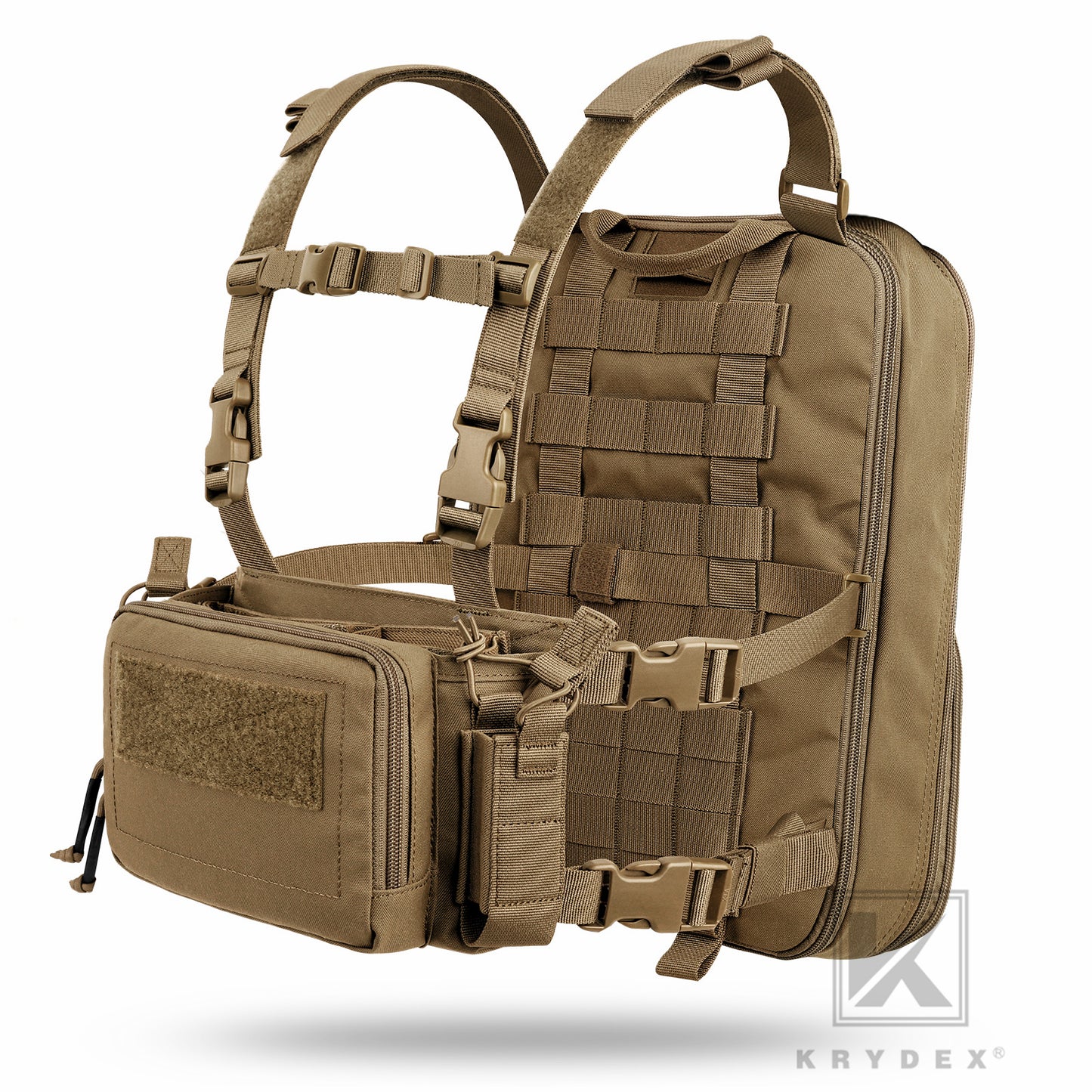 KRYDEX Tactical D3CR Chest Rig 5.56 7.62 Rifle Pistol Mag Pouch Placard Carrier with D3 Flatpack Tactical Backpack