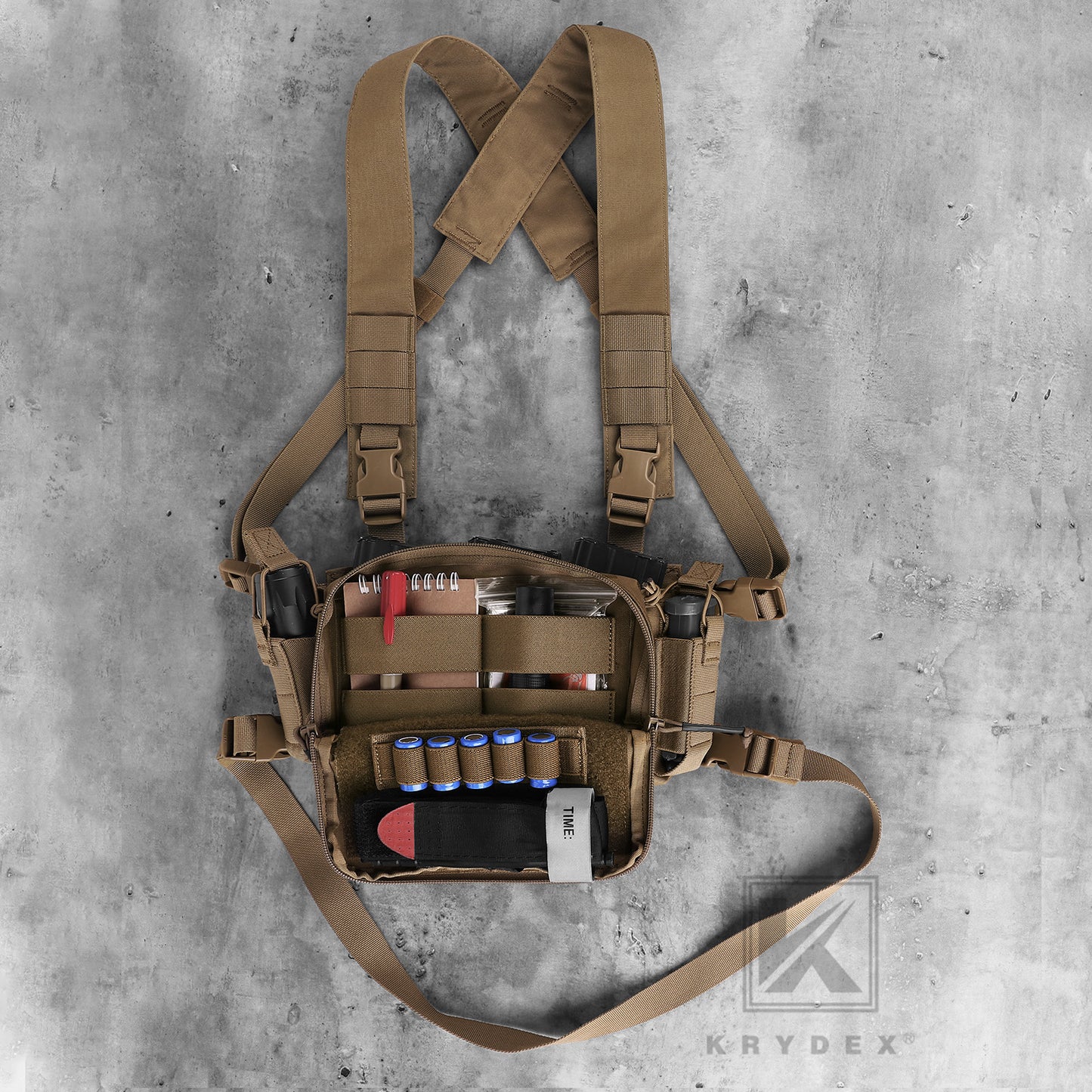 KRYDEX Tactical D3CR Chest Rig 5.56 7.62 Rifle Pistol Mag Pouch Placard Carrier with D3 Flatpack Tactical Backpack