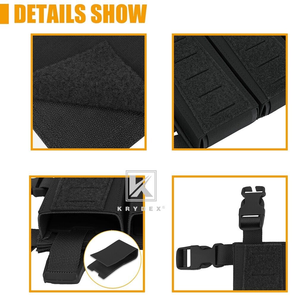 Krydex Tactical Triple Placard .223 5.56 Mag Pouch Retention Insert Holder Chest Rig Plate Carrier