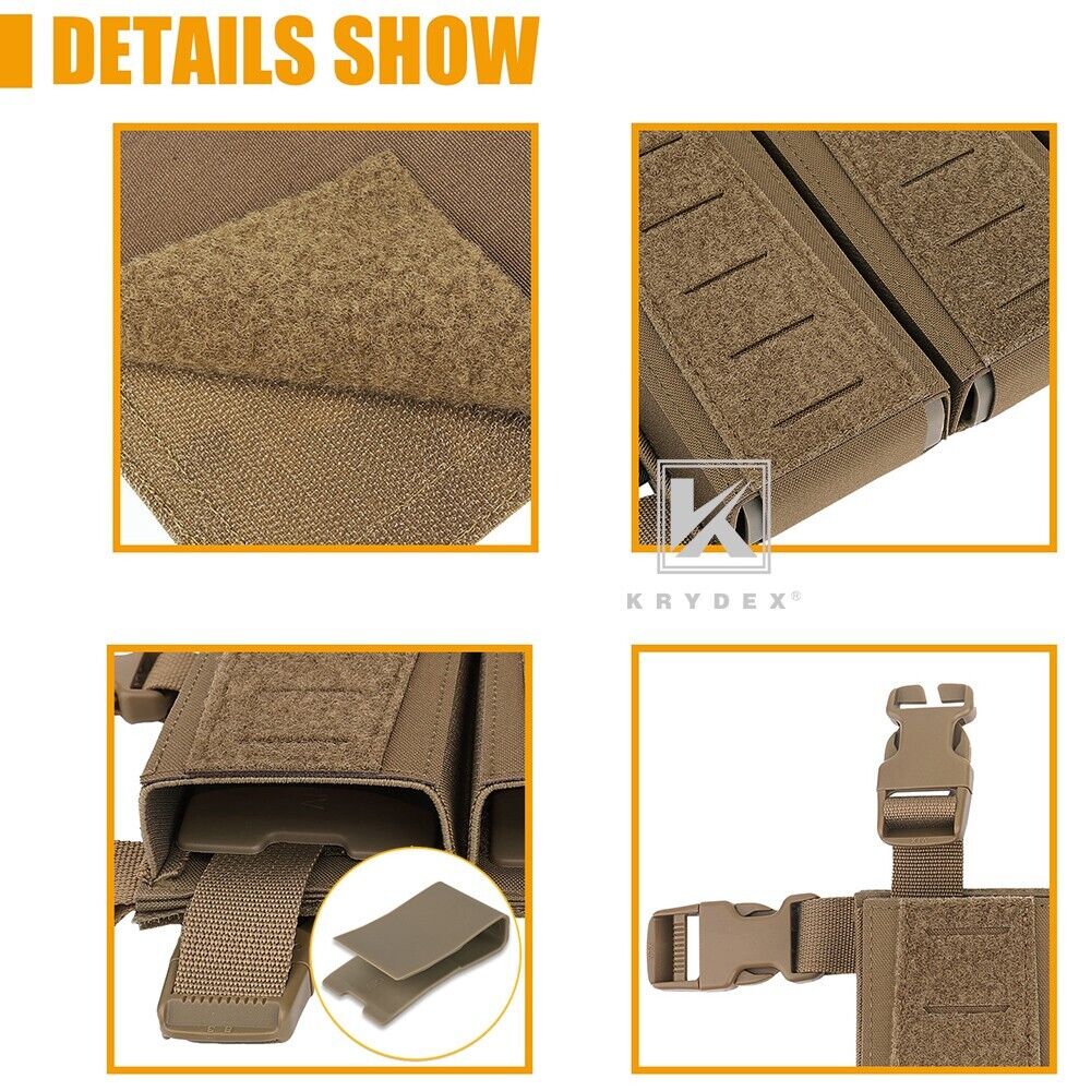 Krydex Tactical Triple Placard .223 5.56 Mag Pouch Retention Insert Holder Chest Rig Plate Carrier