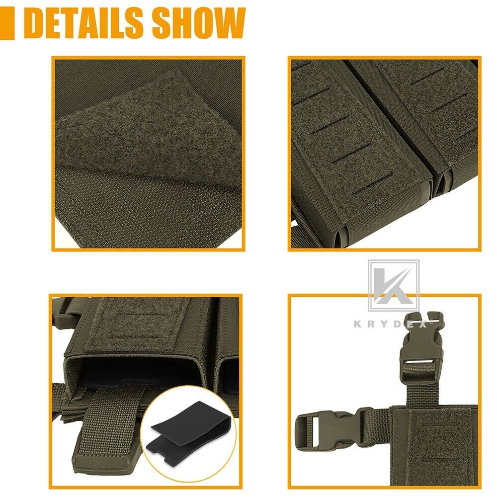 Krydex Tactical Triple Placard .223 5.56 Mag Pouch Retention Insert Holder Chest Rig Plate Carrier