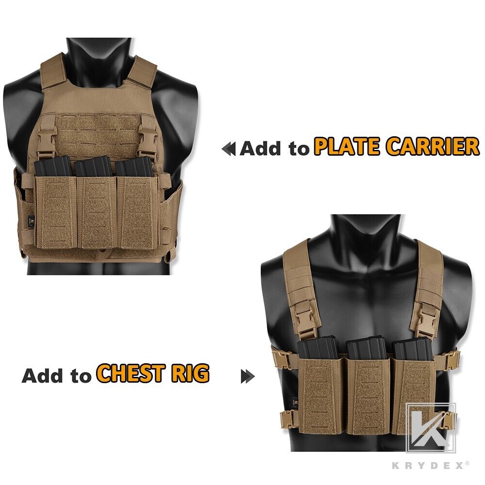 Krydex Tactical Triple Placard .223 5.56 Mag Pouch Retention Insert Holder Chest Rig Plate Carrier