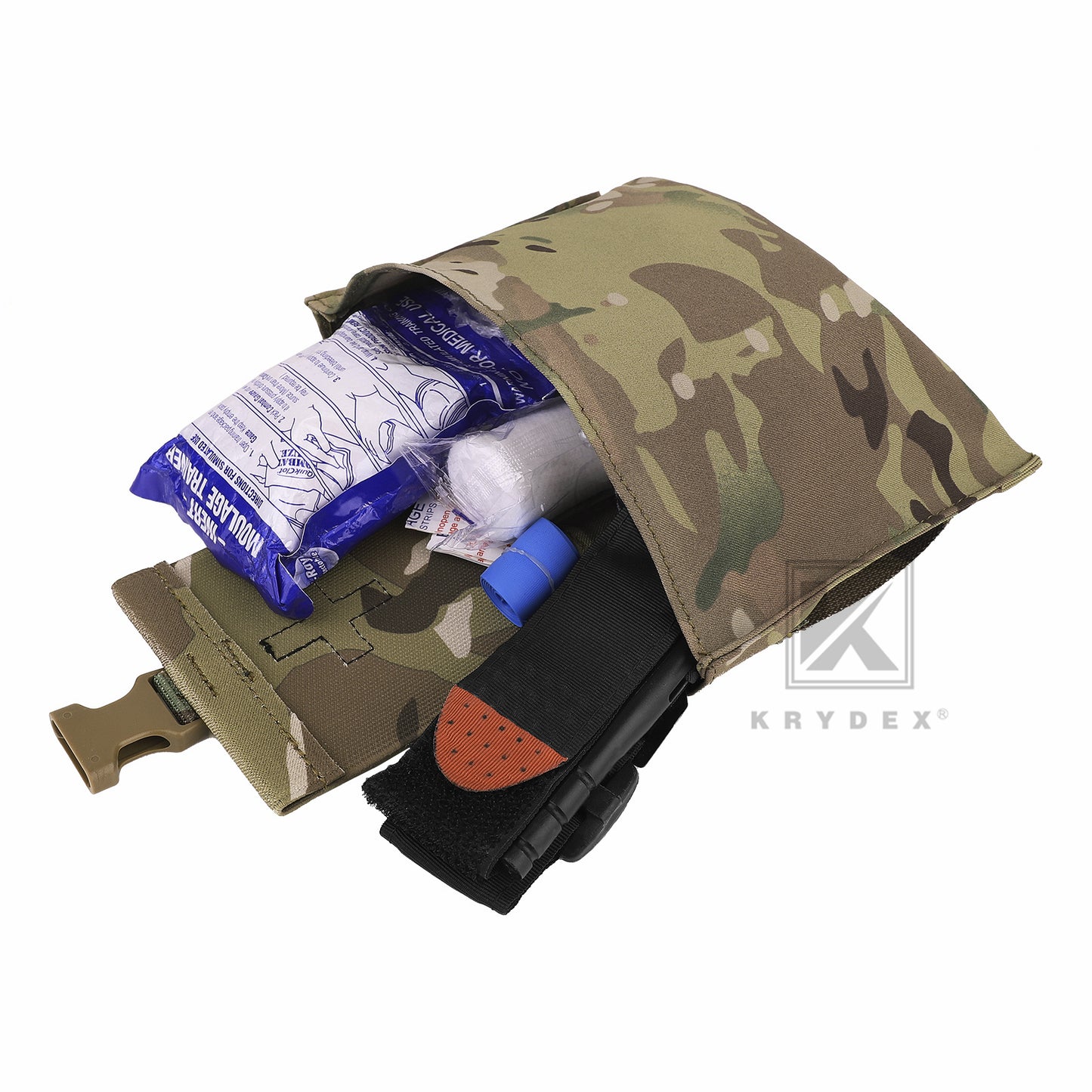 KRYDEX Tactical Stretch Small Blow Out Medical Pouch MOLLE & Belt Quick Release Medic Bag