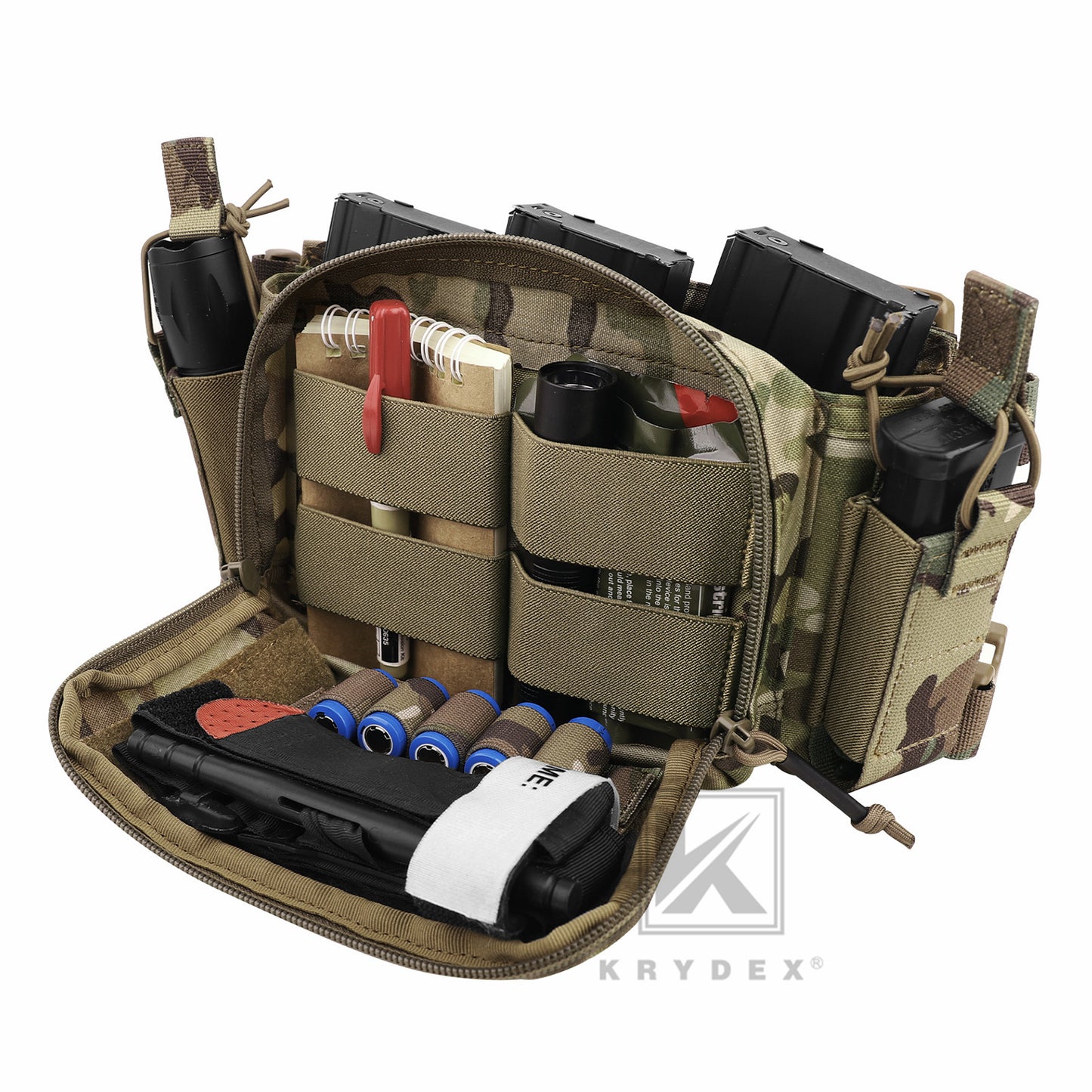 KRYDEX Tactical D3CR Chest Rig 5.56 7.62 Rifle Pistol Mag Pouch Placard Carrier with D3 Flatpack Tactical Backpack