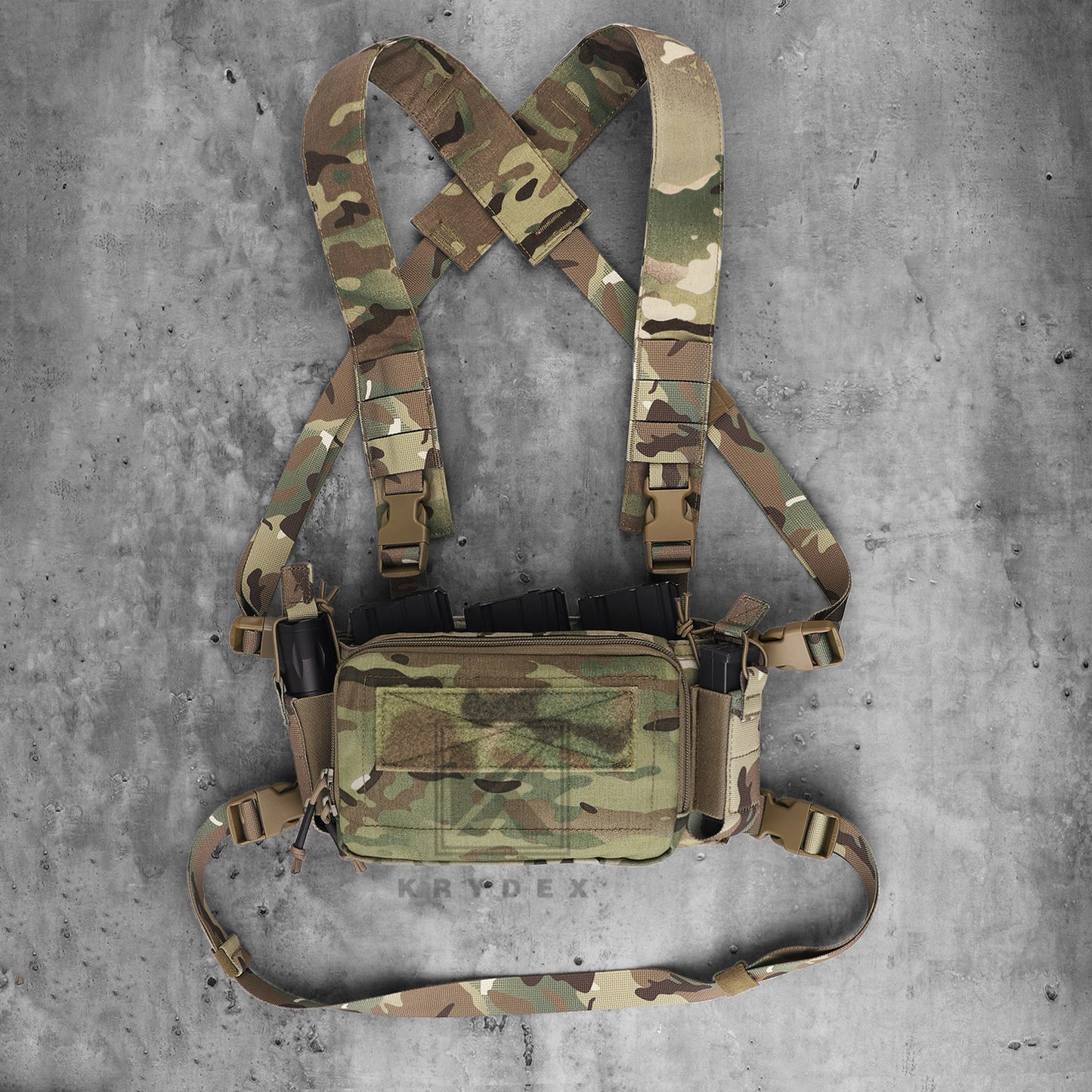 KRYDEX Tactical D3CR Chest Rig 5.56 7.62 Rifle Pistol Mag Pouch Placard Carrier with D3 Flatpack Tactical Backpack
