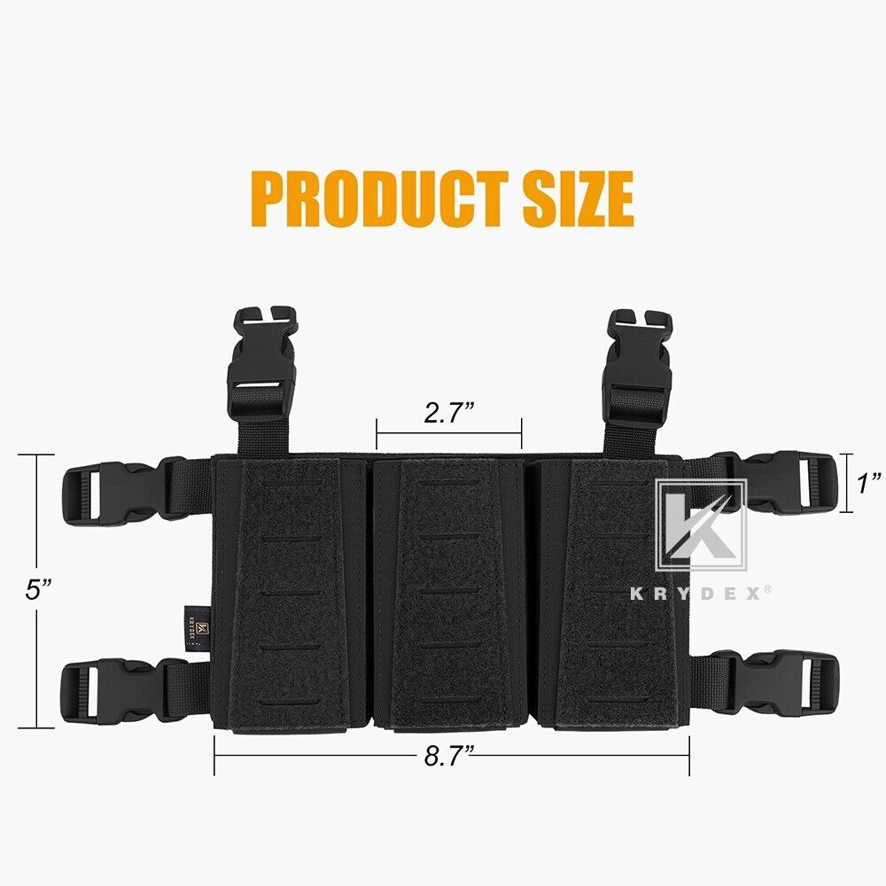 Krydex Tactical Triple Placard .223 5.56 Mag Pouch Retention Insert Holder Chest Rig Plate Carrier