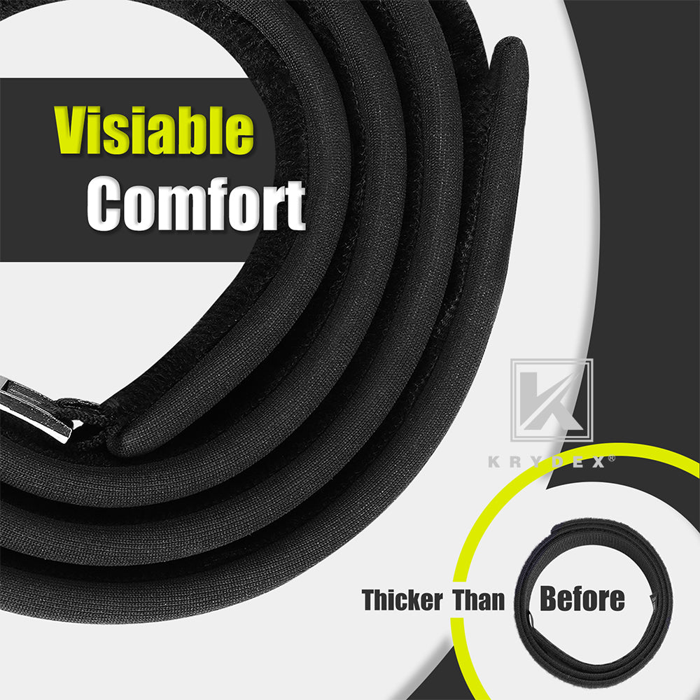 Krydex 1.5” Padded Inner Belt Black Loop Lined Belt Comfortable Inner Duty Battle Shooting Belt