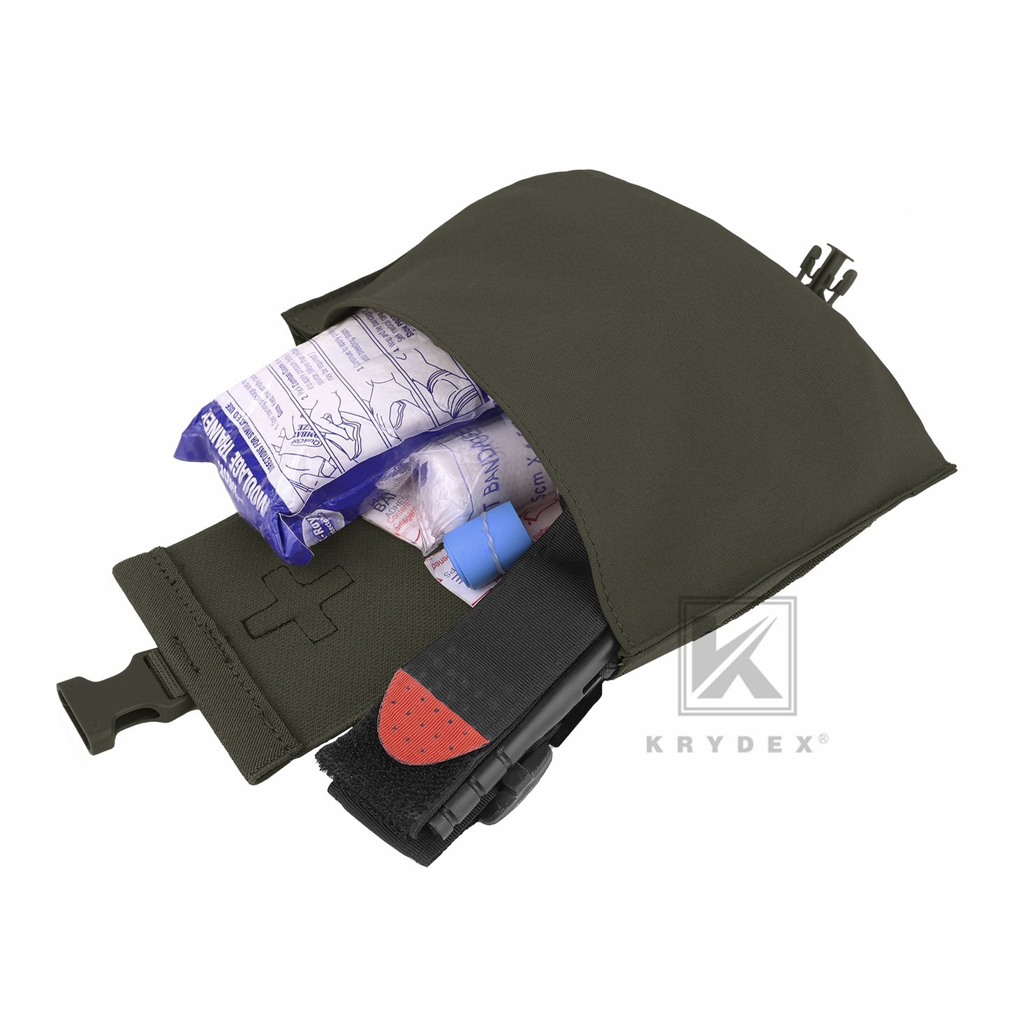 KRYDEX Tactical Stretch Small Blow Out Medical Pouch MOLLE & Belt Quick Release Medic Bag