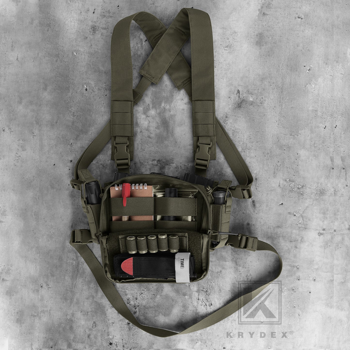 KRYDEX Tactical D3CR Chest Rig 5.56 7.62 Rifle Pistol Mag Pouch Placard Carrier with D3 Flatpack Tactical Backpack