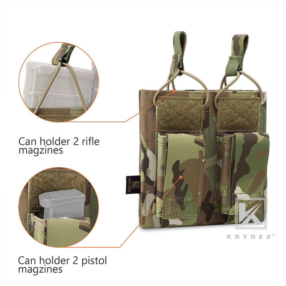 KRYDEX Double Open Top 5.56 M4 M16 AR15 & Pistol Magazine Pouch