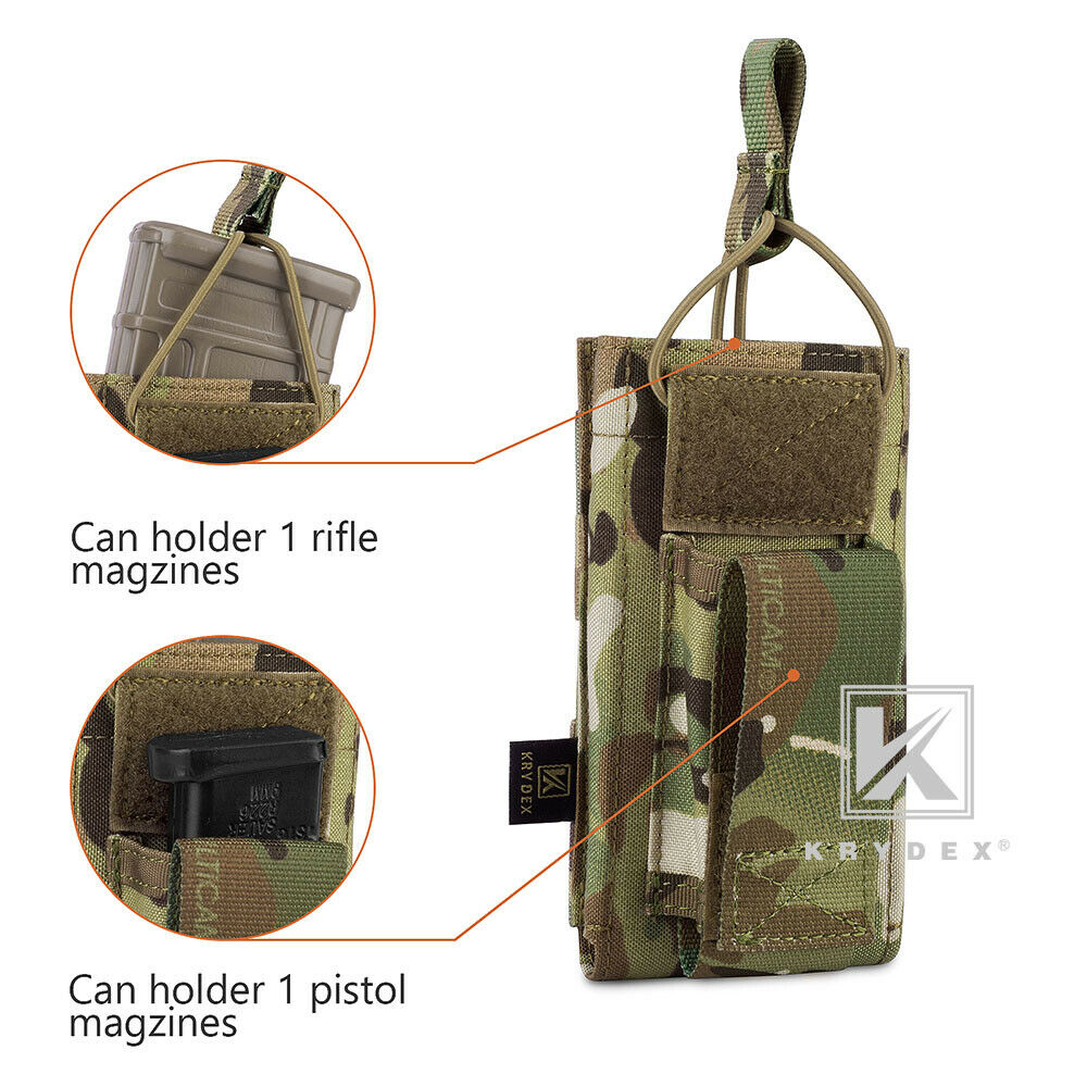 KRYDEX Single Open Top 5.56 M4 M16 AR15 & Pistol Magazine Pouch