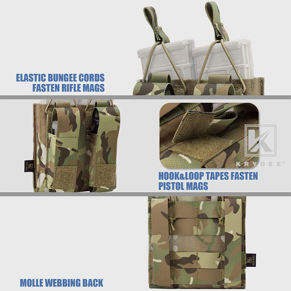 KRYDEX Double Open Top 5.56 M4 M16 AR15 & Pistol Magazine Pouch