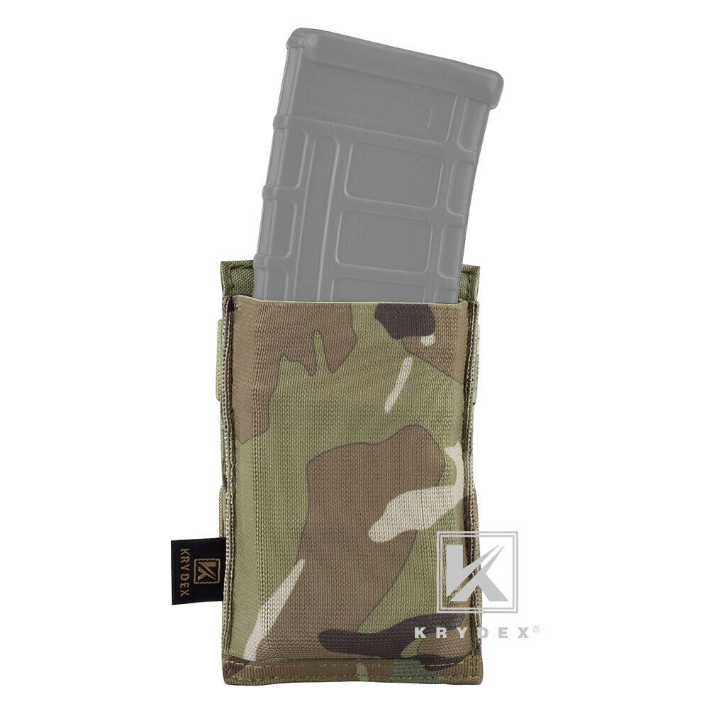 KRYDEX Fast Draw Tactical Molle Elastic Single 5.56 .223 M4 M16 AR Rifle Magazine Pouch Mag Carrier Holster Multiuse Pouch