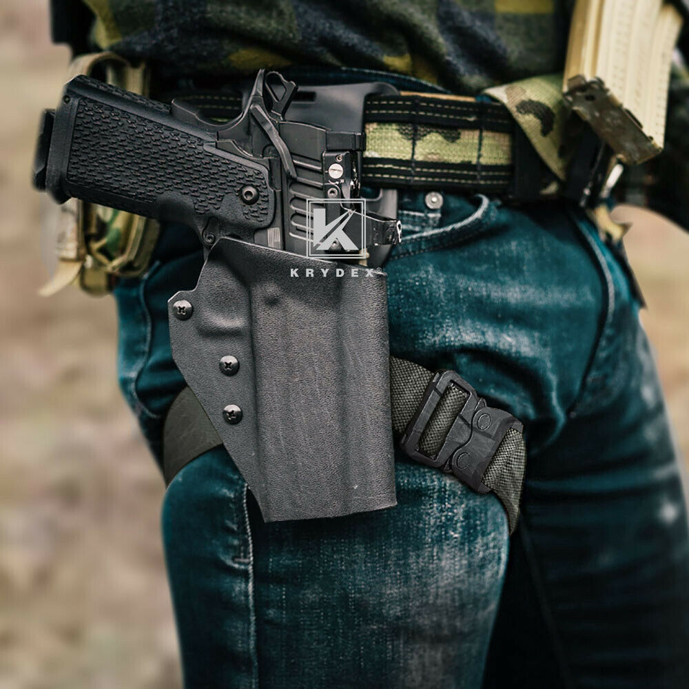 KRYDEX Tactical Thigh Strap 1.5" Elastic Leg Strap Band for Leg Hanger Drop Holster